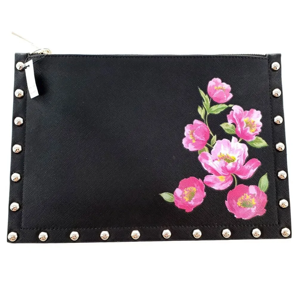 White House Black Market Floral Studded Pouch Bag Clutch Purse Brand New w/ Tag
